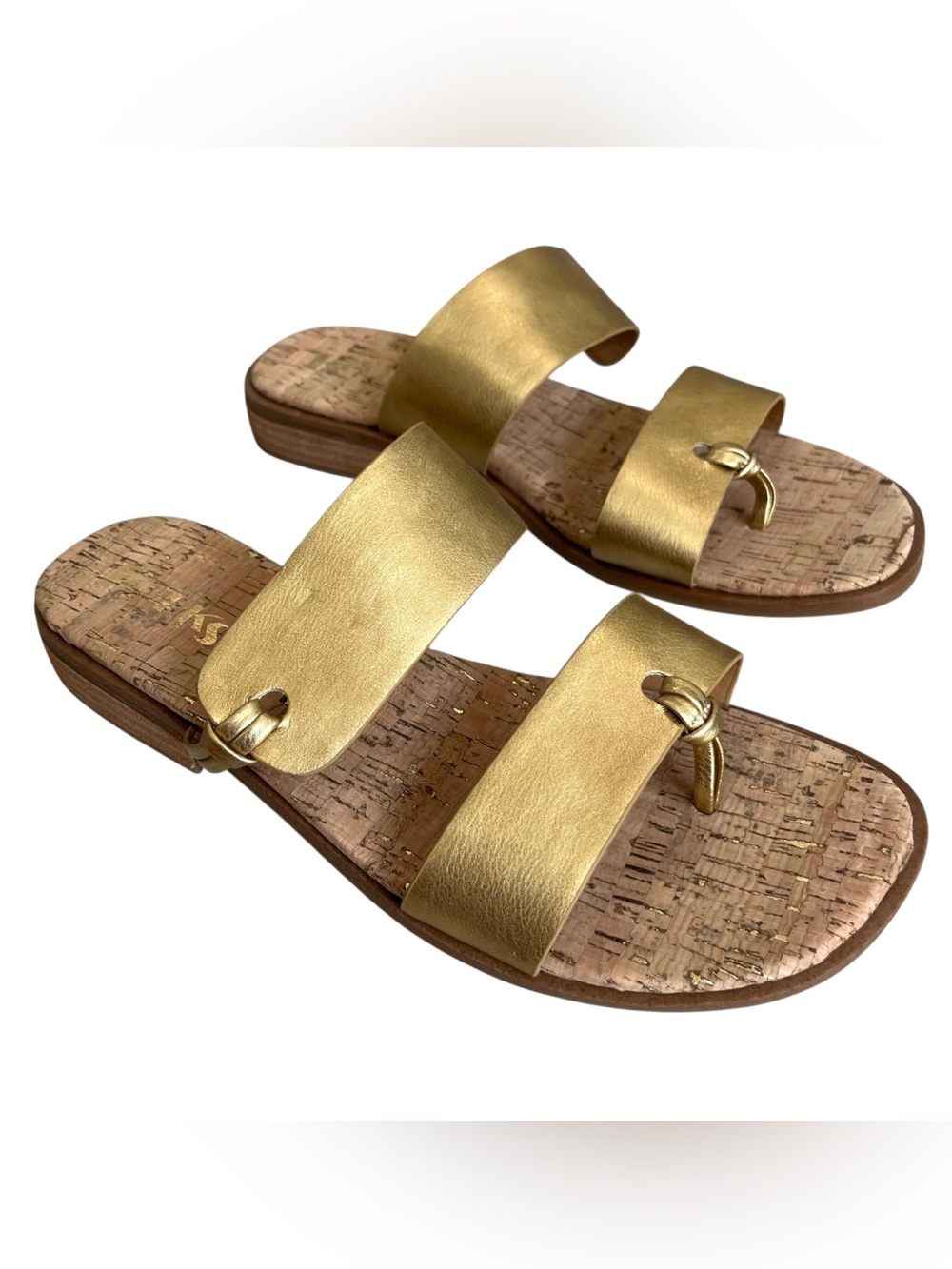KORKS Sansa Slide Sandals Shoes Gold Women 9 NWOB Comfort Capsule Resort